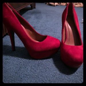 Red Suede High Heels/ Stilettos women’s size 7
